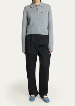 GivenchyLogo Embroidered Wool-Cashmere Polo Sweater