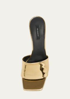 Givenchy65mm Logo Heel Metallic Leather Mule Sandals
