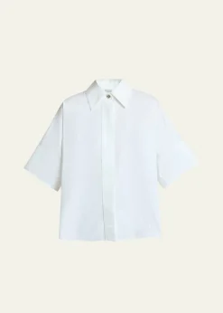 GivenchyShort-Sleeve Cotton Poplin Button-Down Shirt