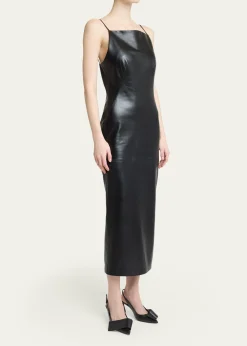 GivenchySliced Midi Leather Dress