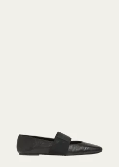 GivenchySliced Square Textured Leather Square-Toe Ballerina Flats