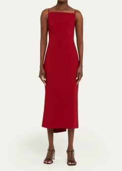 GivenchySquare-Neck Sleeveless Midi Dress