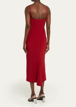 GivenchySquare-Neck Sleeveless Midi Dress