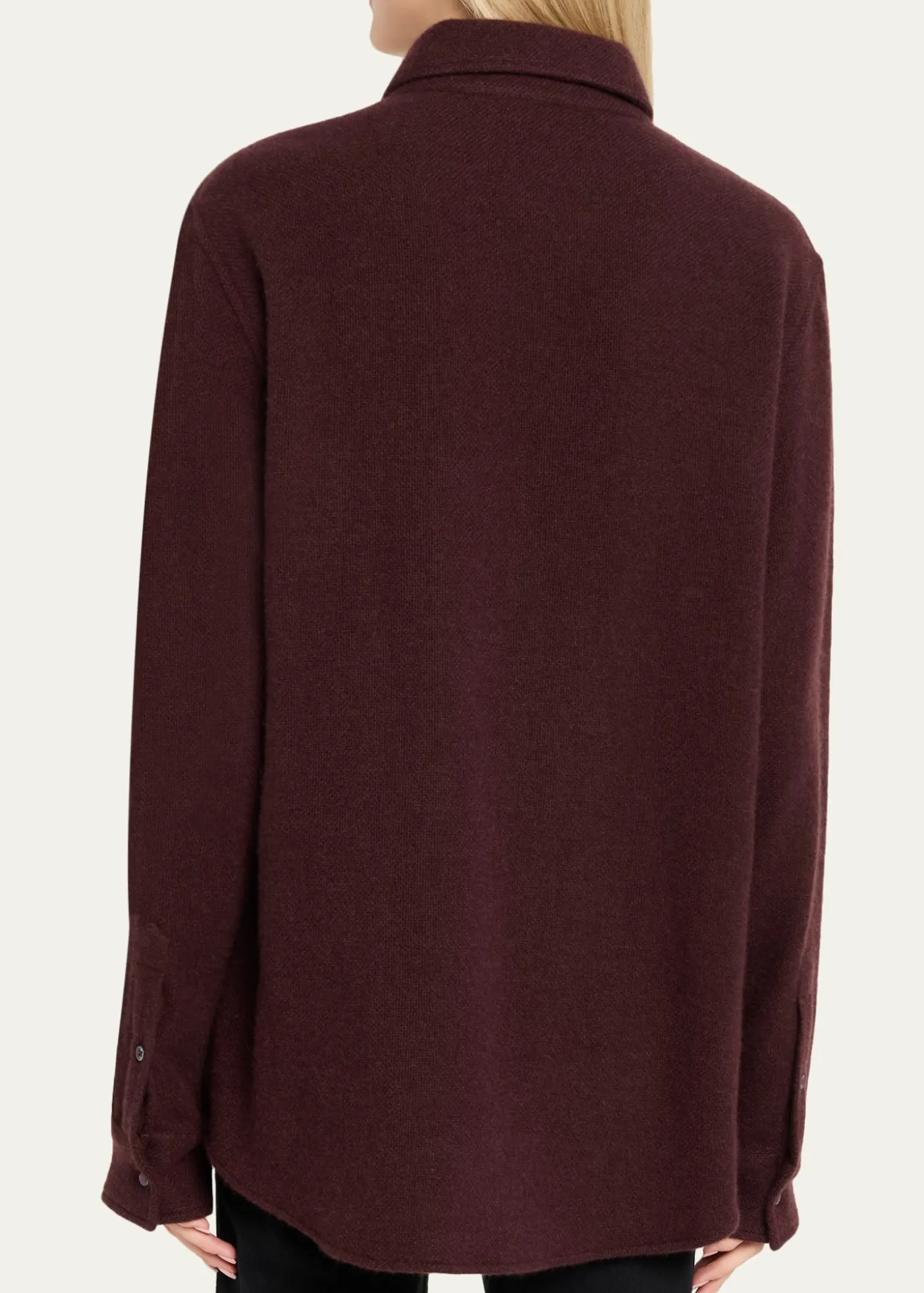 God's True CashmereClaret Solid Cashmere Button-Down Shirt