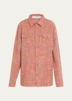 God's True CashmereFlower Space Dye Tartan Cashmere Shirt Jacket