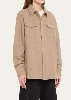 God's True CashmereSmoke Waffle Cashmere Shirt Jacket