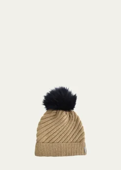 GorskiSelect Cashmere Beanie with Lamb Shearling Pom