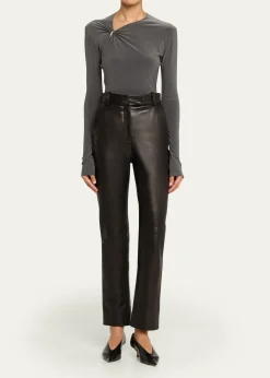 GRACE LINGClaw Gathered Neck Long-Sleeve Top