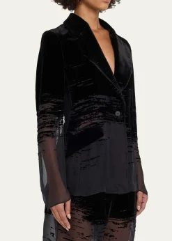 GRACE LINGGlitch Devore Velvet Chiffon Tailored Jacket