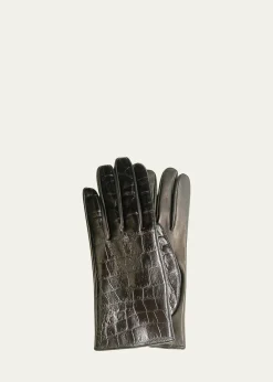 Guanti Giglio FiorentinoCroc-Embossed Nappa Leather Gloves