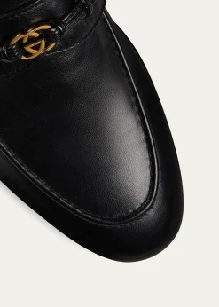 GucciEd Leather Medallion Strap Loafers