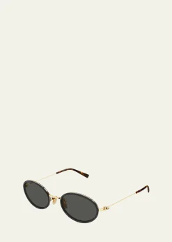 GucciEmblem 52mm Acetate & Metal Oval Sunglasses