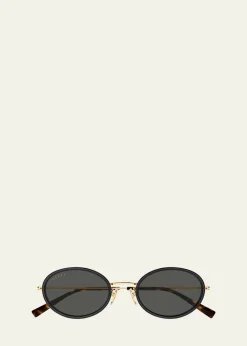 GucciEmblem 52mm Acetate & Metal Oval Sunglasses