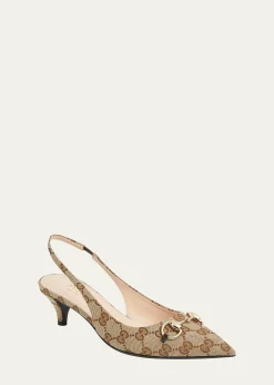 GucciErin GG Canvas Bit Slingback Pumps