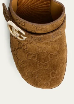 Gucci70mm Double G Suede Platform Clogs