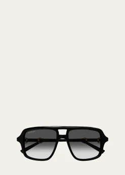 Gucci55mm Oversized Navigator Sunglasses