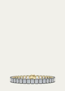 HauteCarat18K Emerald Cut Bezel Lab Grown Diamond Tennis Bracelet
