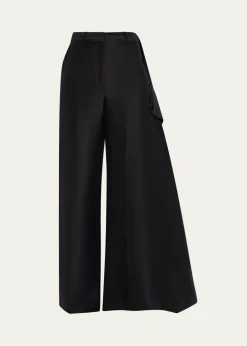 HeirlomeRickie Shantung Silk Asymmetric Wide-Leg Trousers