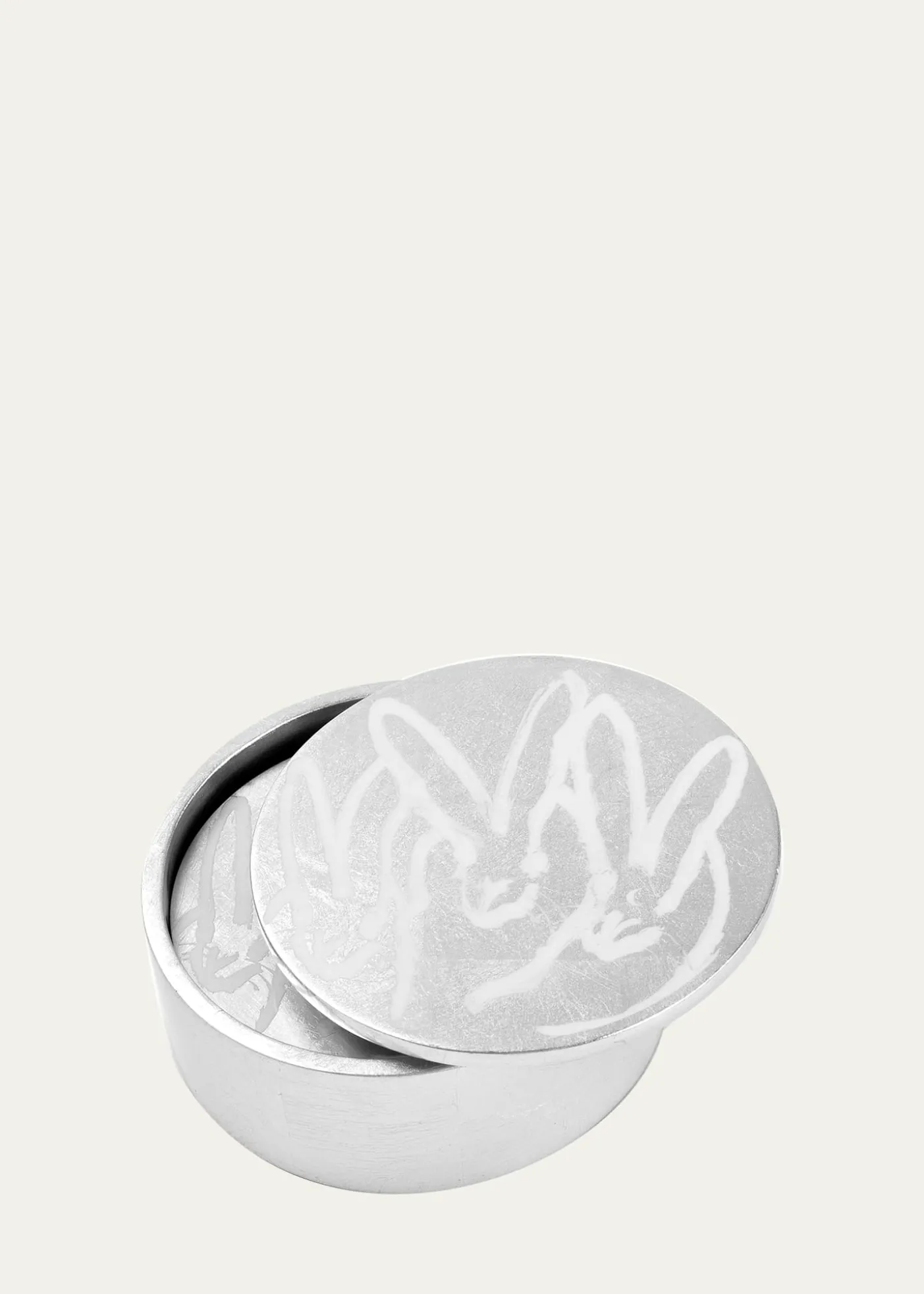 Hunt SlonemSilver Leaf Bunny Coaster Box - 4 Coasters