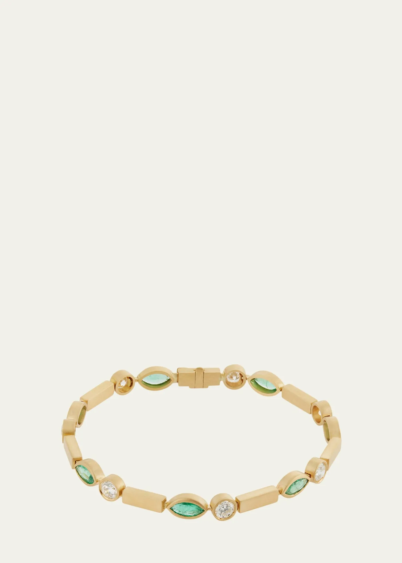 ILEANA MAKRIEmerald Navette Stream Bracelet with Diamonds in 18K Yellow Gold