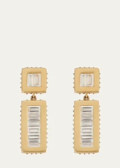 ILEANA MAKRI18K Yellow Gold Inverted Oblong Tile Earrings with Baguette Diamonds