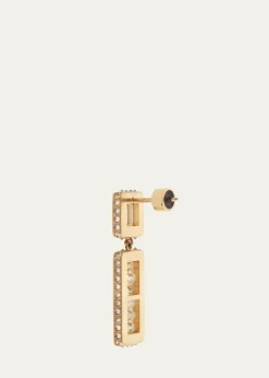 ILEANA MAKRI18K Yellow Gold Inverted Oblong Tile Earrings with Baguette Diamonds