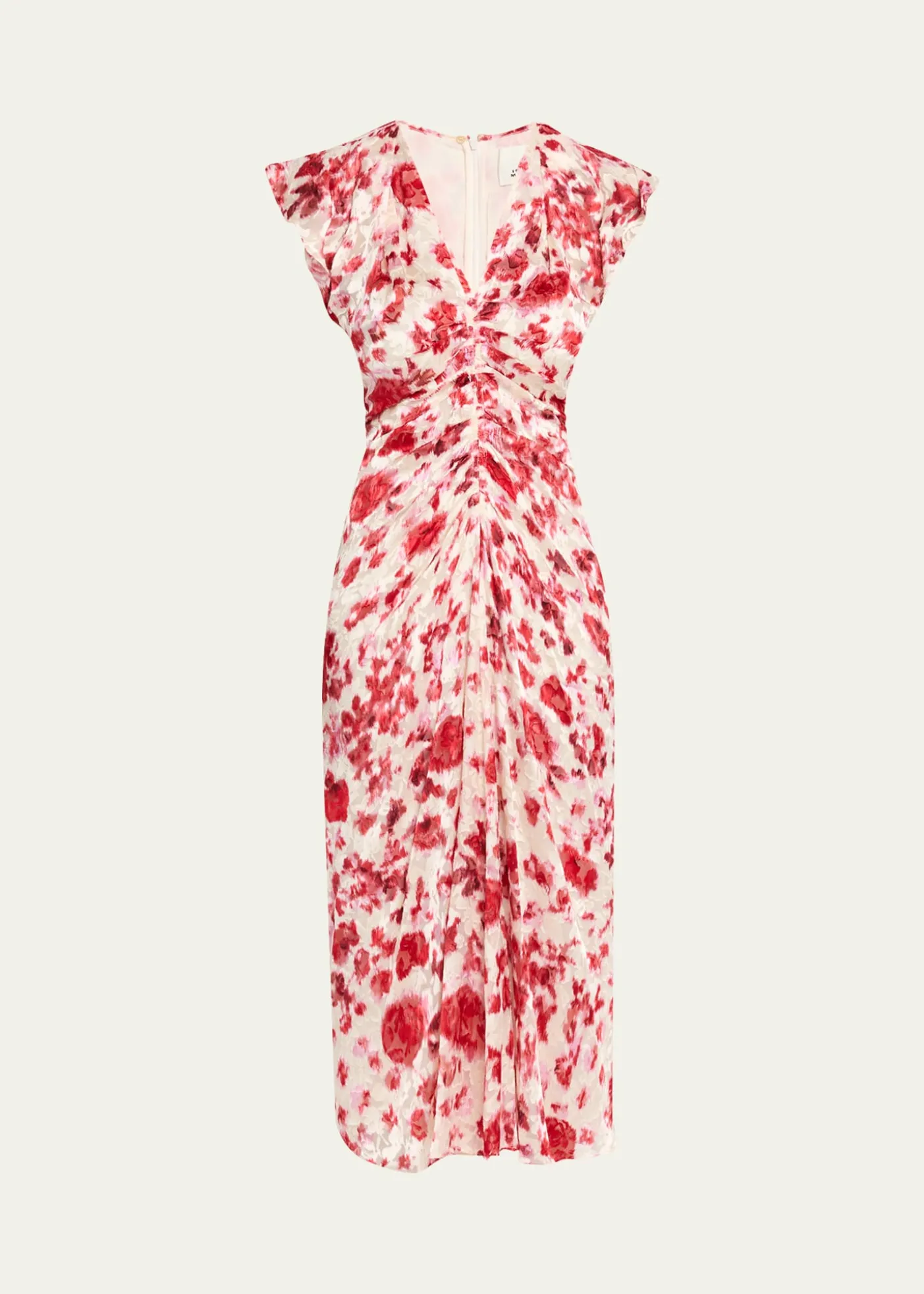 Isabel MarantLyndsay Floral Burnout Flutter-Sleeve Midi Dress