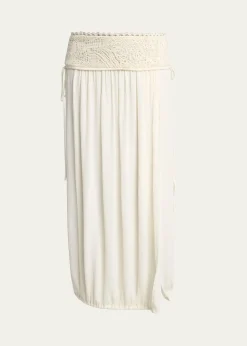 Isabel MarantNilma Guipure Lace Crinkle Silk Midi Balloon Skirt