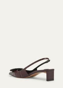 JacquemusCroc-Embossed Leather Slingback Pumps