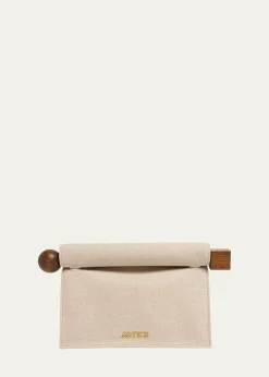 JacquemusLa Rond Carré Linen Clutch Bag