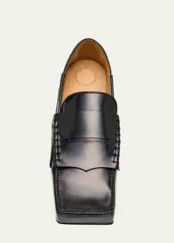 JacquemusLeather Square-Toe Penny Loafers