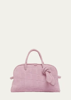 JacquemusLe Petit Turismo Croc-Embossed Suede Bowling Bag