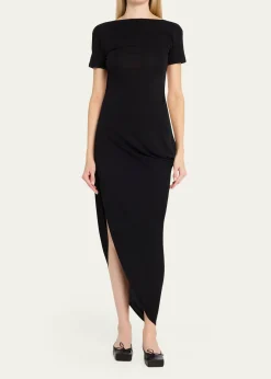JacquemusThe Sole Draped Asymmetric Dress.