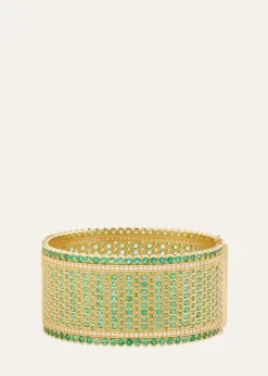 Jamie Wolf18K Gold Woven Emerald & Diamond Bracelet