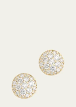Jamie Wolf18K Yellow Gold Domed Diamond Disc Stud Earrings