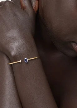 JIA JIABlue Sapphire and Diamond Bendable Cuff Bracelet in 14K Gold