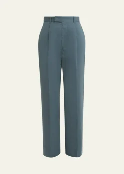 Jil SanderPleated Cotton Straight-Leg Pants