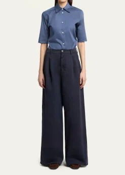 Jil SanderPleated Cotton Wide-Leg Trousers