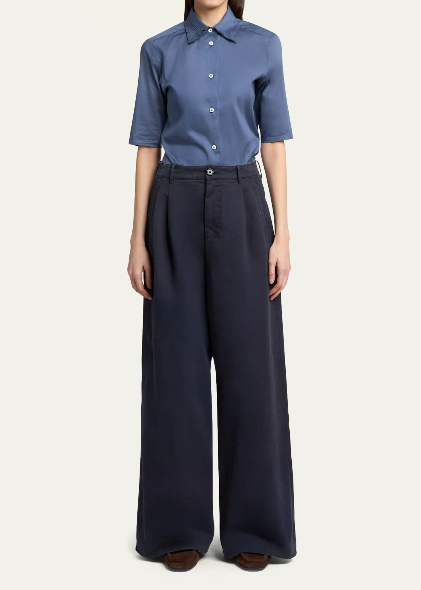 Jil SanderPleated Cotton Wide-Leg Trousers