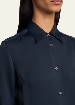 Jil SanderShort-Sleeve Viscose Button-Down Shirt