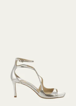 Jimmy ChooAzia Crisscross Metallic Ankle-Strap Sandals
