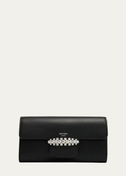 Jimmy ChooBing Crystal Smooth Leather Wallet