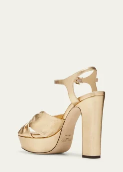 Jimmy ChooHeloise Metallic Ankle-Strap Platform Sandals