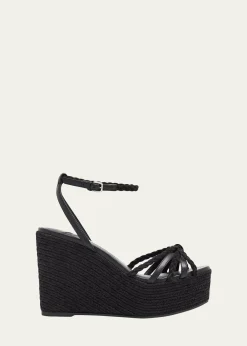 Jimmy Choo100mm Dree Leather Espadrille Wedge Sandals