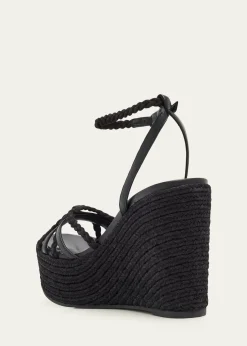 Jimmy Choo100mm Dree Leather Espadrille Wedge Sandals