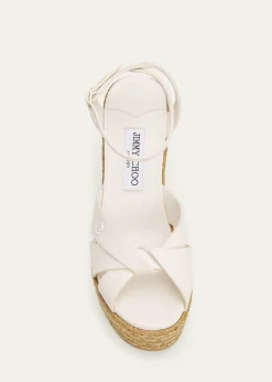 Jimmy Choo100mm Korra Leather Espadrille Platform Sandals