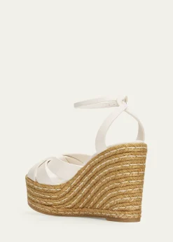 Jimmy Choo100mm Korra Leather Espadrille Platform Sandals