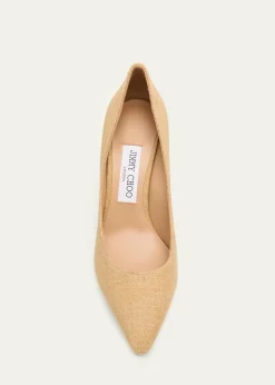 Jimmy Choo85mm Romy Linen Pointed-Toe Pumps