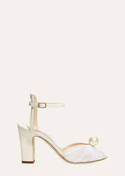 Jimmy ChooSacaria Tulle Pearly Ankle-Strap Sandals