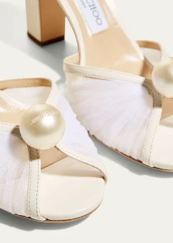 Jimmy ChooSacaria Tulle Pearly Ankle-Strap Sandals